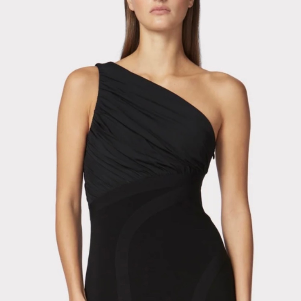 Herve Leger Ruched One Shoulder Mini Dress — Size 4 — NWT
